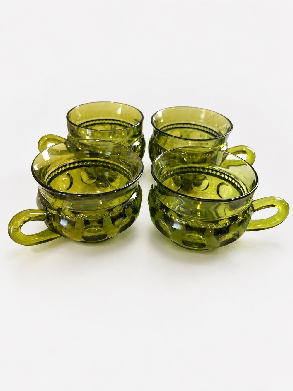 Set of 4 Vintage Indiana Glass "King's Crown" Thumbprint Cups
